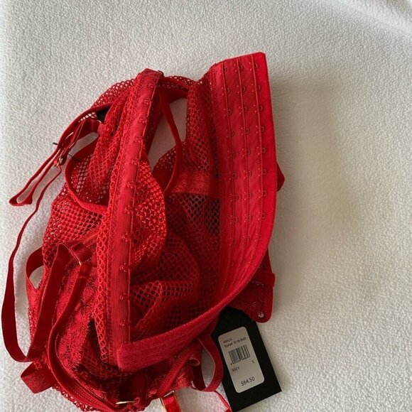 Frederick's Of Hollywood Women's Analia Open Cup Corset Garter Set Small Red - Picture 6 of 10